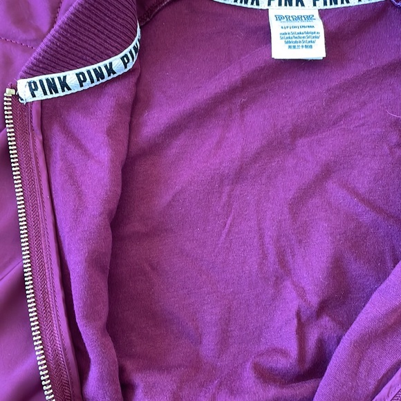 Pink by Viktoria’s Secret Bomber Flight  Jacket Full Zip Burgundy Like New - Picture 6 of 6